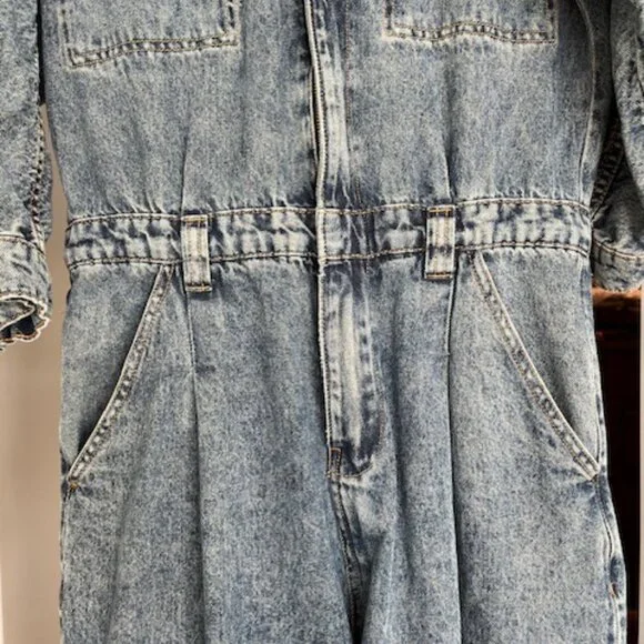 Free People We The Free Sammie Denim Coverall Jumpsuit Size M - Picture 3 of 9
